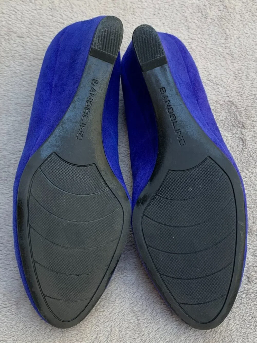 Bandolino Transpose Blue Suede Demi Wedges Sz 7.5